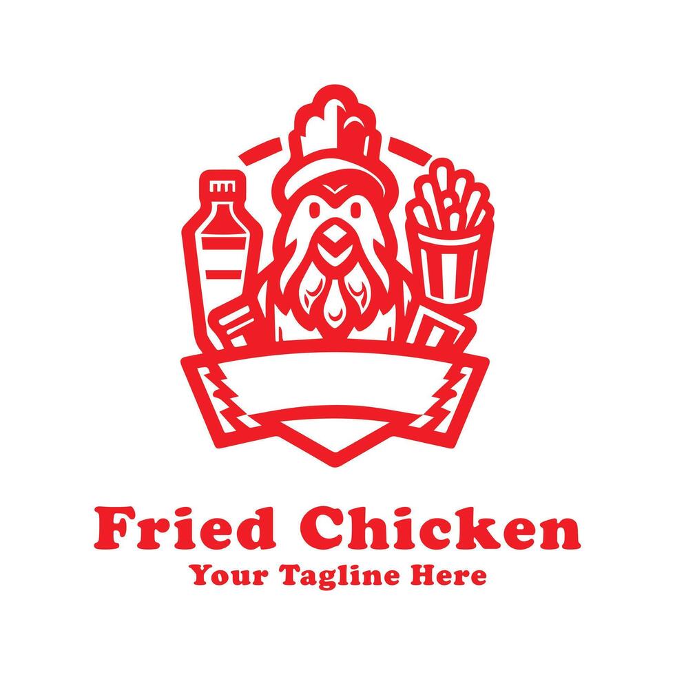Simple Logo Fried Chicken Illustration With Flat Background vector