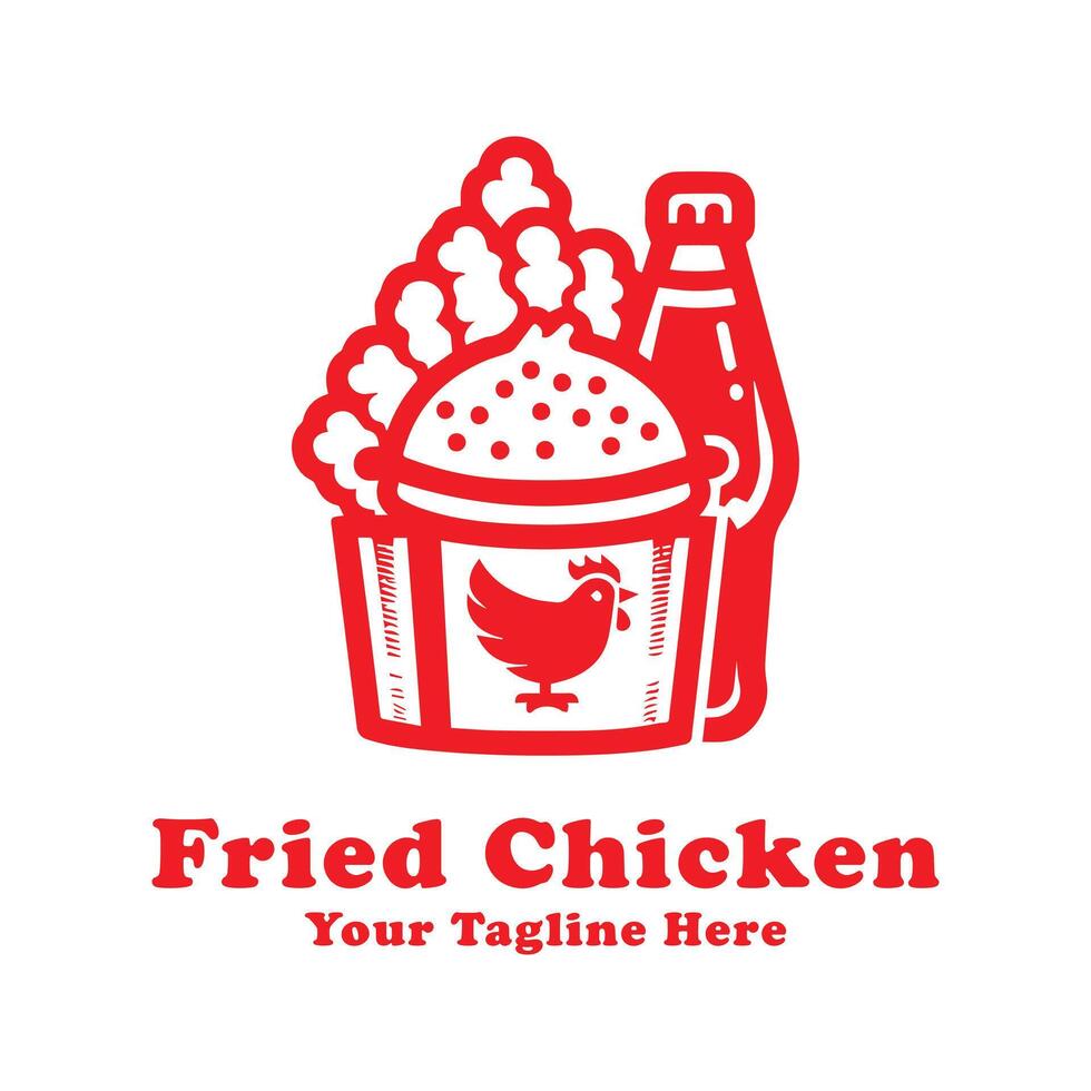 Simple Logo Fried Chicken Design Silhouette vector