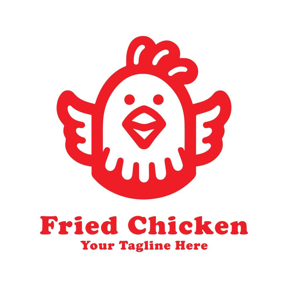 Logo Simple Fried Chicken Design With Flat Background vector