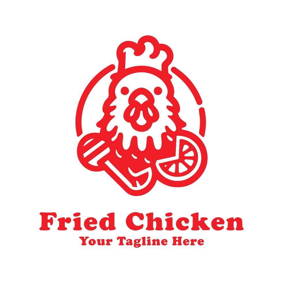 Simple Logo Fried Chicken Illustration With Red Concept vector