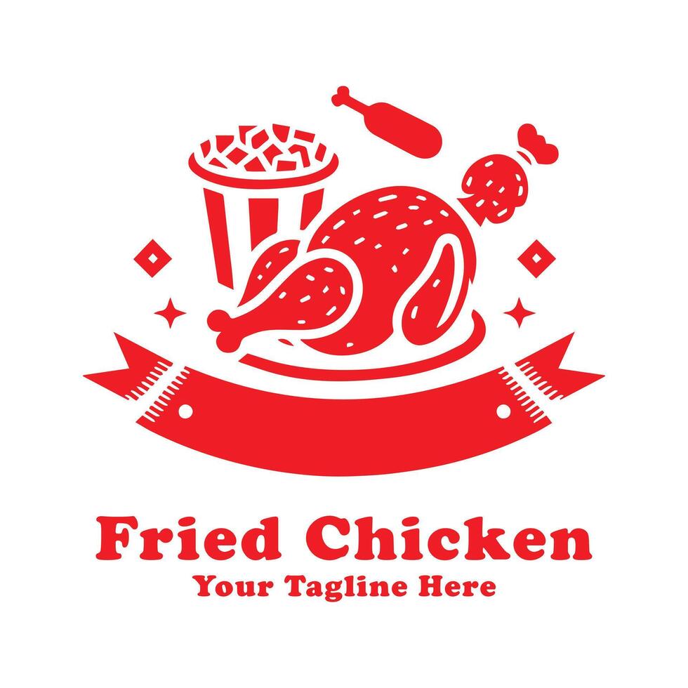 Logo Simple Fried Chicken Design With Red Concept vector
