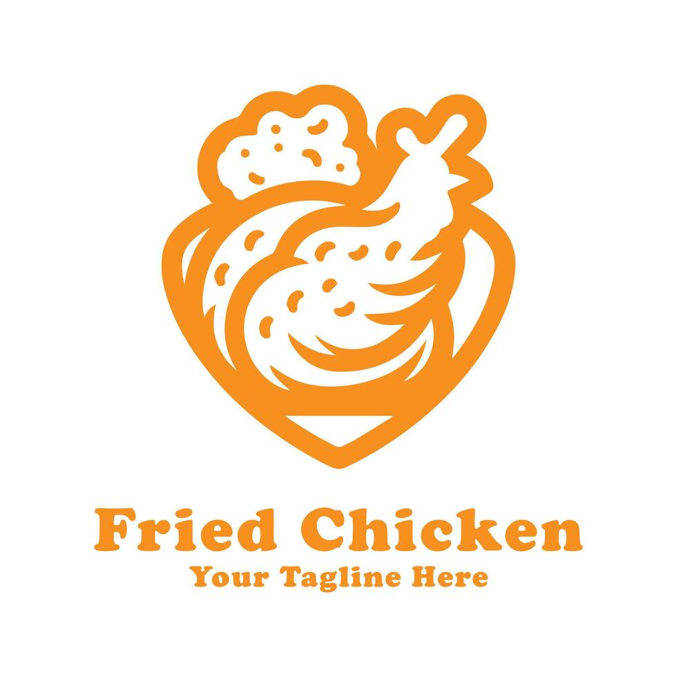 Logo Fried Chicken Simple Design With Flat Background vector