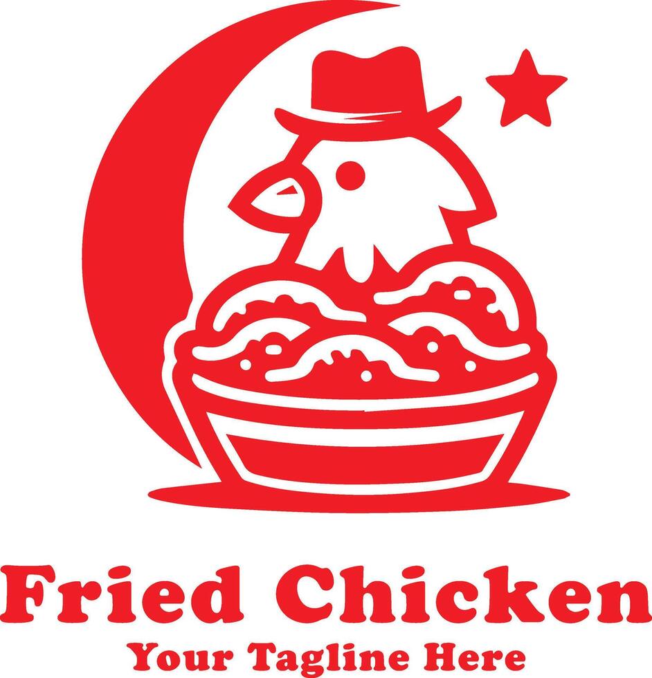 Fried Chicken Simple Logo Illustration With Red Concept vector