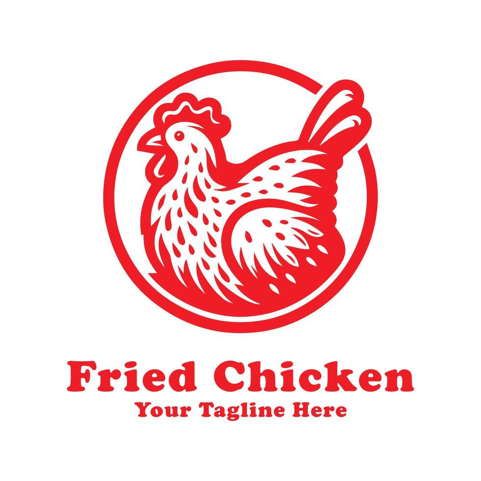 Logo Simple Fried Chicken Illustration With Flat Background vector