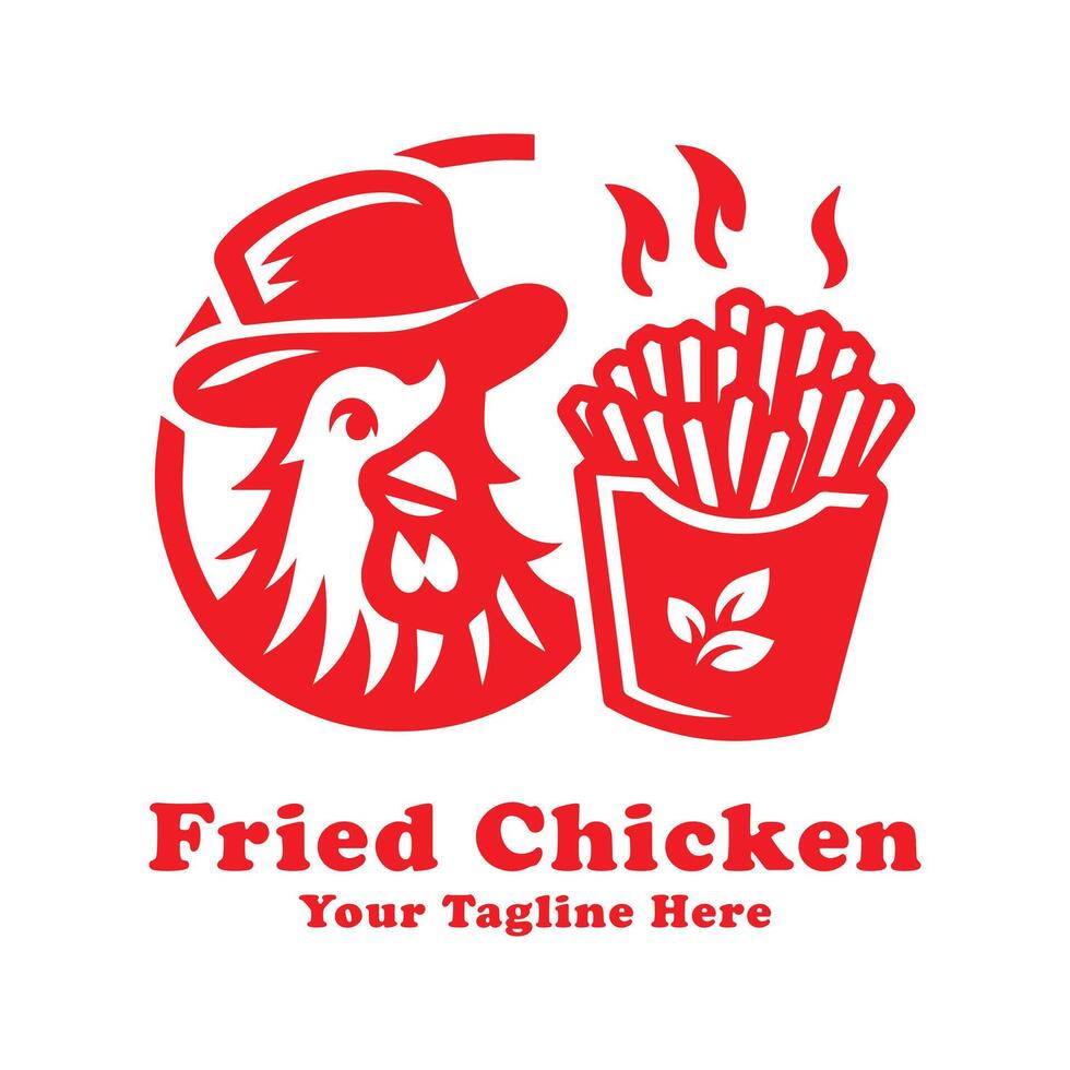 Simple Logo Fried Chicken Design With Red Concept vector