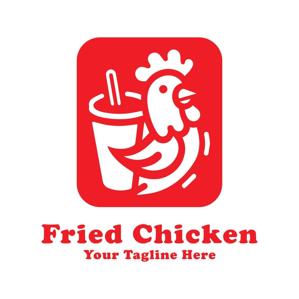 Fried Chicken Simple Logo Illustration With Flat Background vector