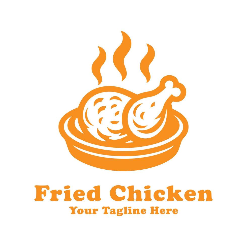 Logo Fried Chicken Simple Design With Orange Concept vector