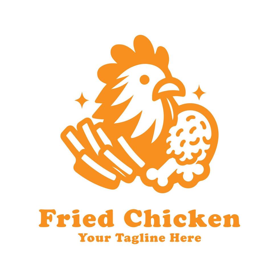 Simple Fried Chicken Logo Design With Orange Concept vector