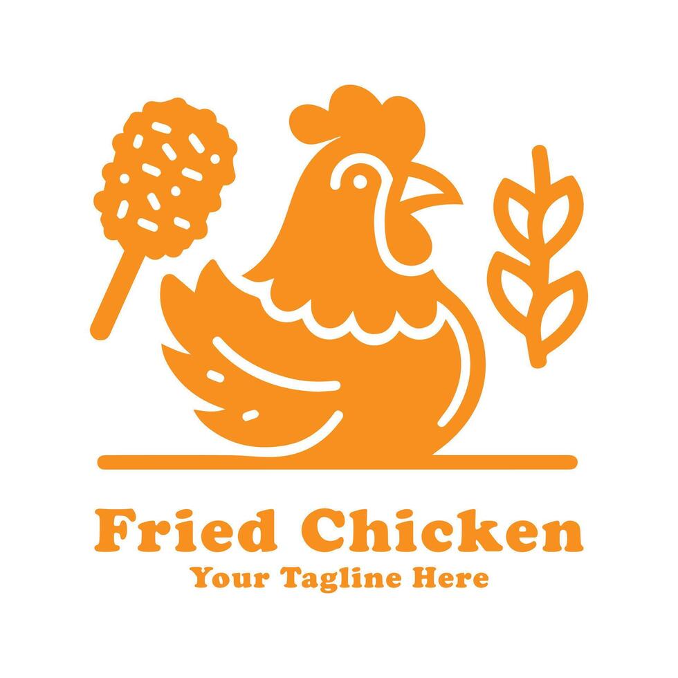 Simple Fried Chicken Logo Design Silhouette vector