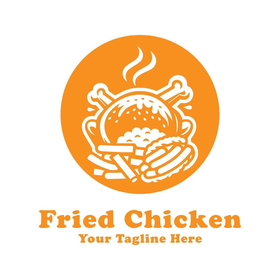 Simple Fried Chicken Logo Illustration With Flat Background vector