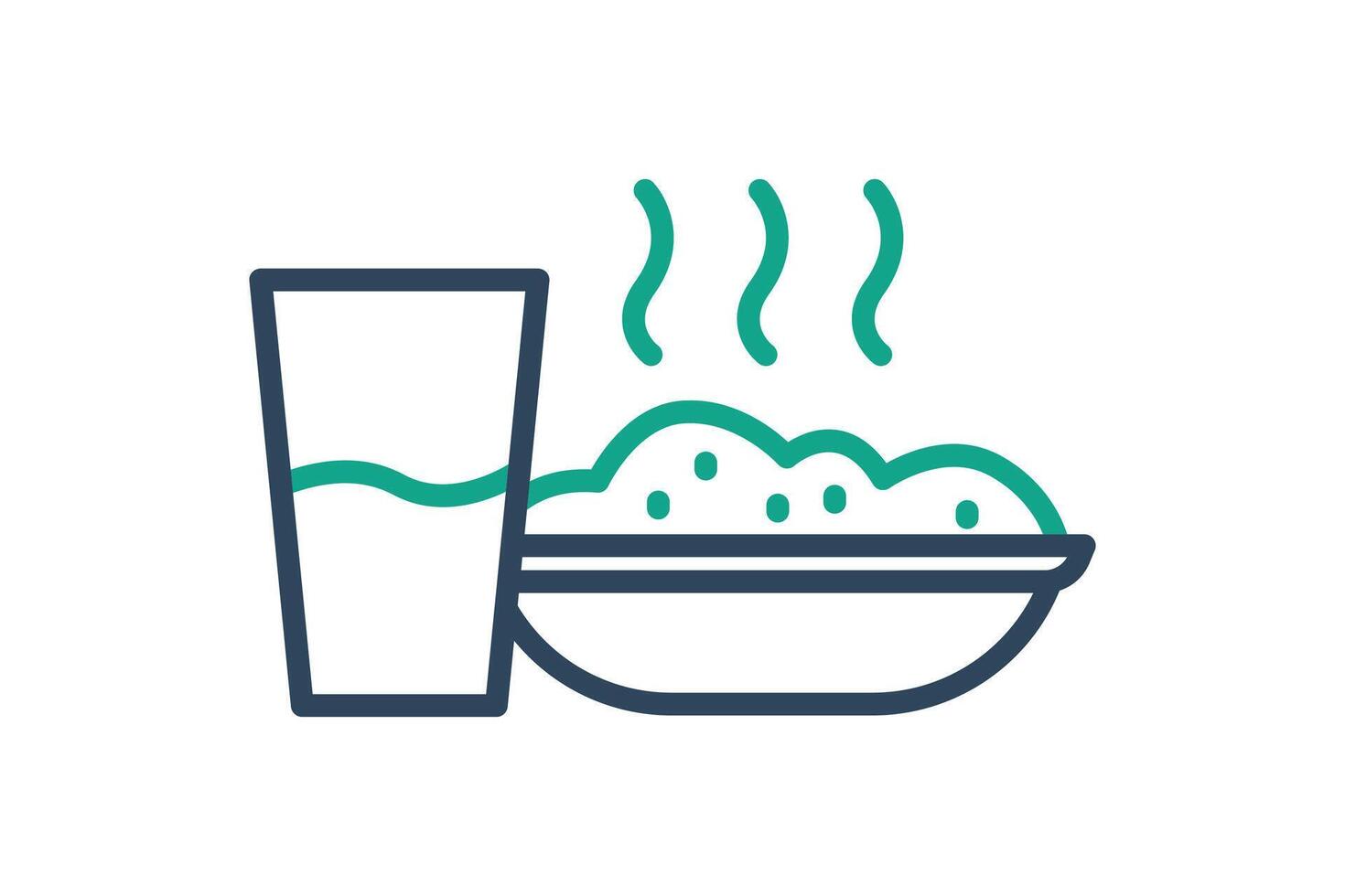 Meal icon. line icon style. rice plate with glass. icon related to meal. meal elements illustration vector
