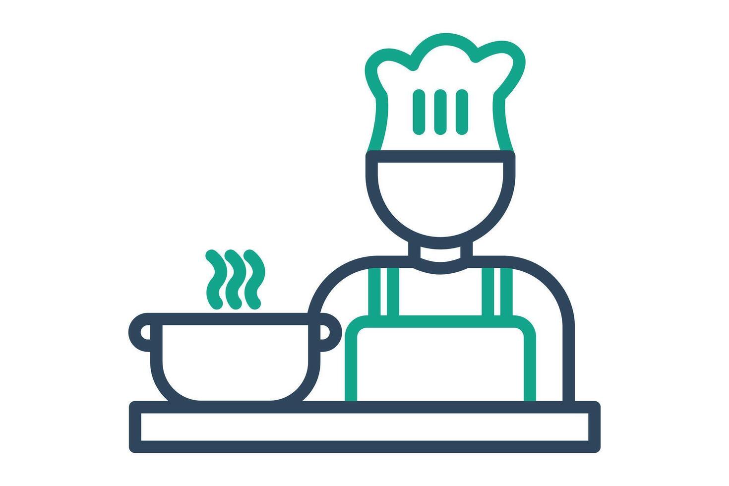 Cooking icon. line icon style. chef with cooking pot. icon related to kitchen. meal elements illustration vector