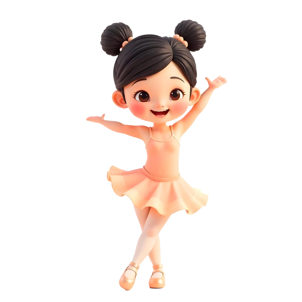 A cartoon girl in a pink dress dancing png