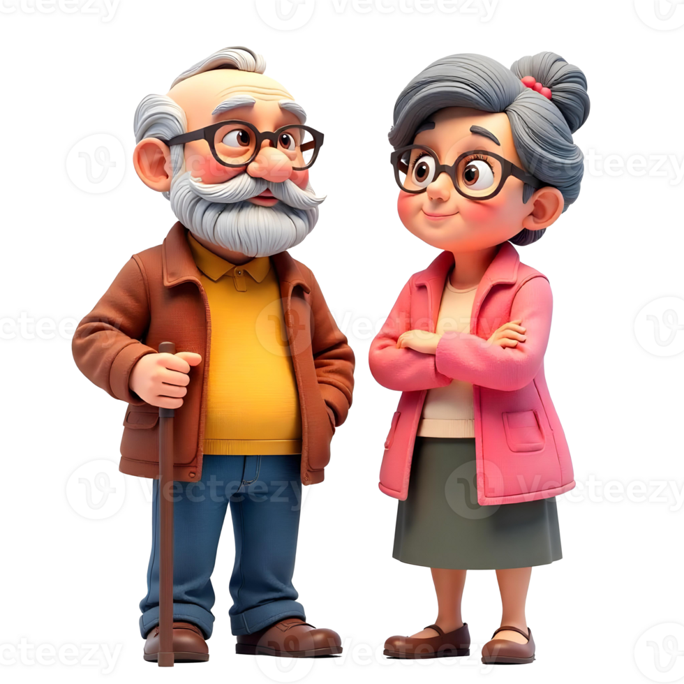 An elderly couple is standing next to each other png