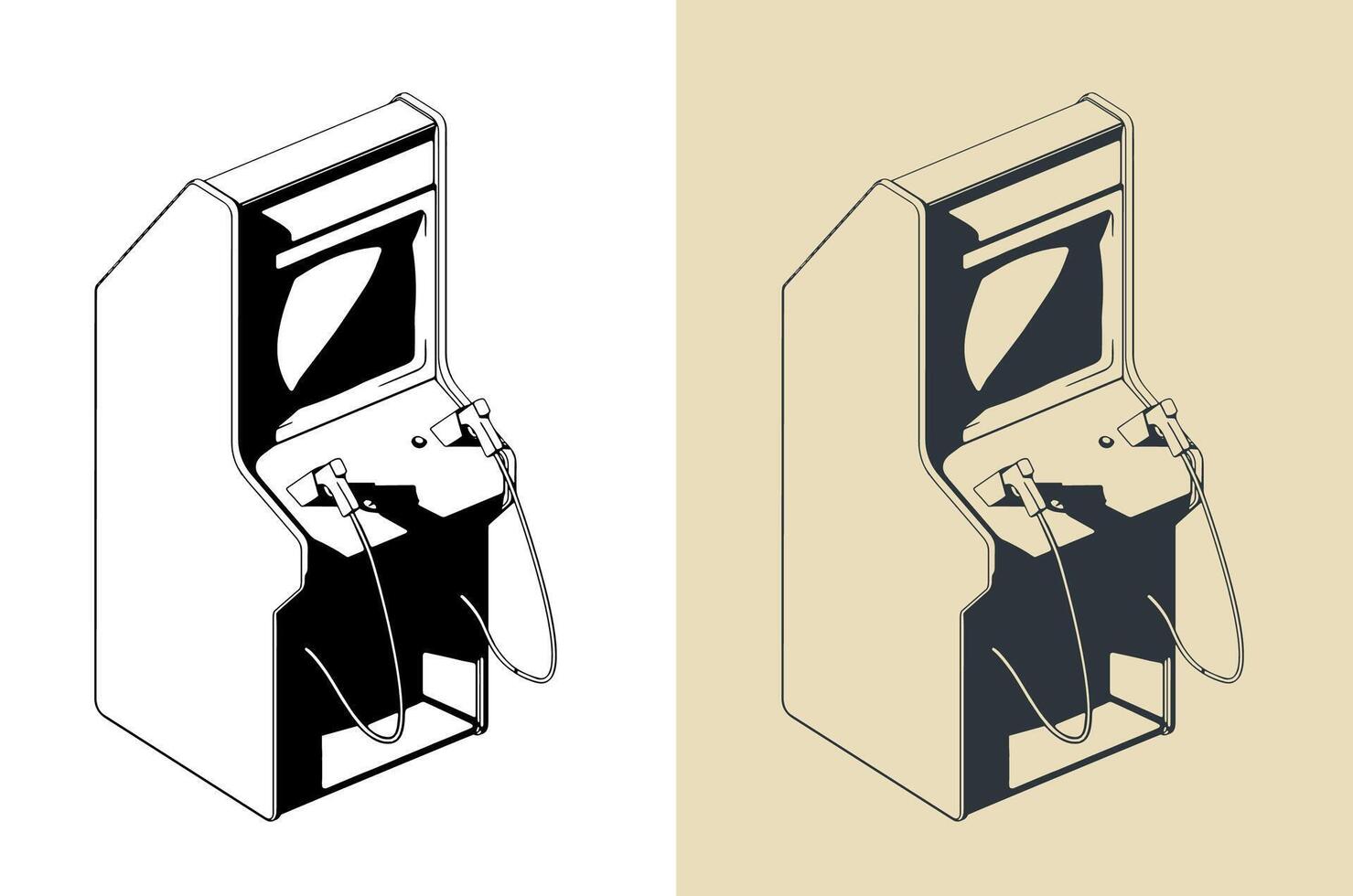 Shooter arcade machine illustrations vector