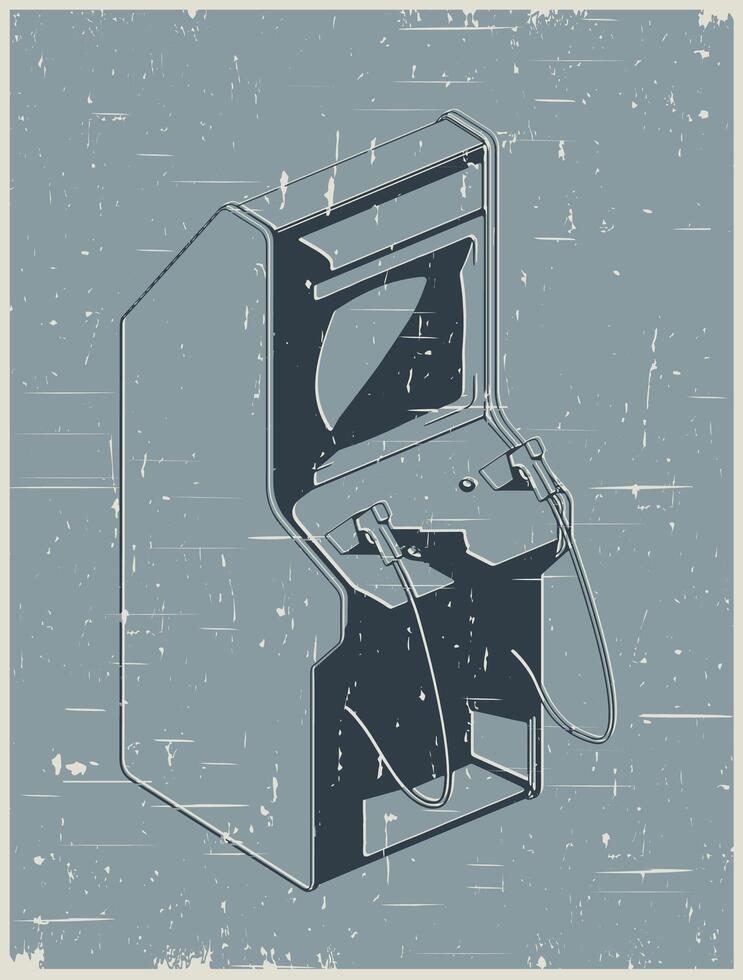 Shooter arcade machine retro poster vector