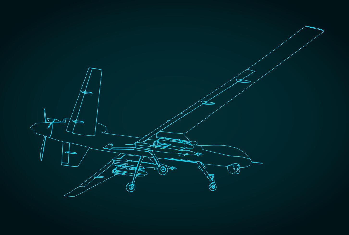Military drone blueprint illustration vector