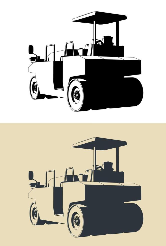 Road roller illustrations vector