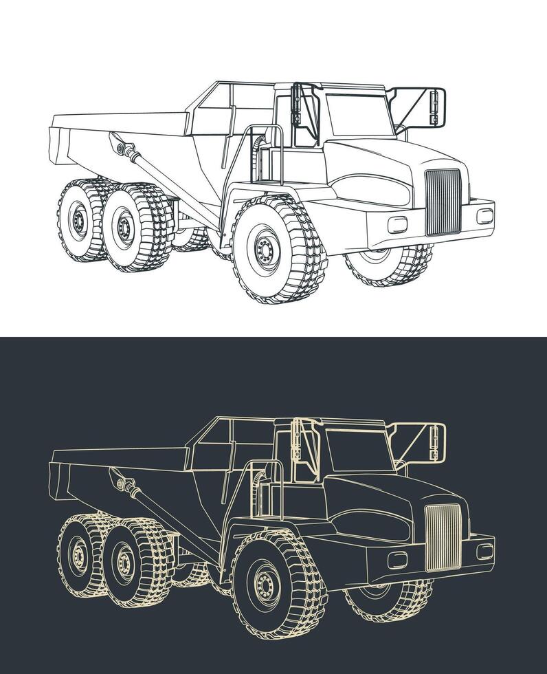 Mining dump truck illustrations vector