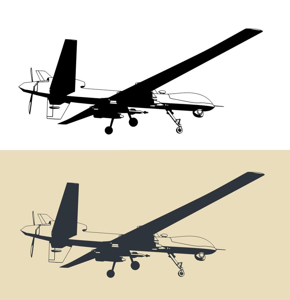 Military remotely piloted aircraft illustrations vector