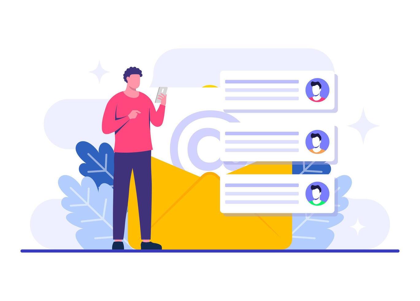 Using email marketing campaigns to engage with the target audience flat illustration concept, Online business strategy, Advertising, Email newsletter, messaging vector