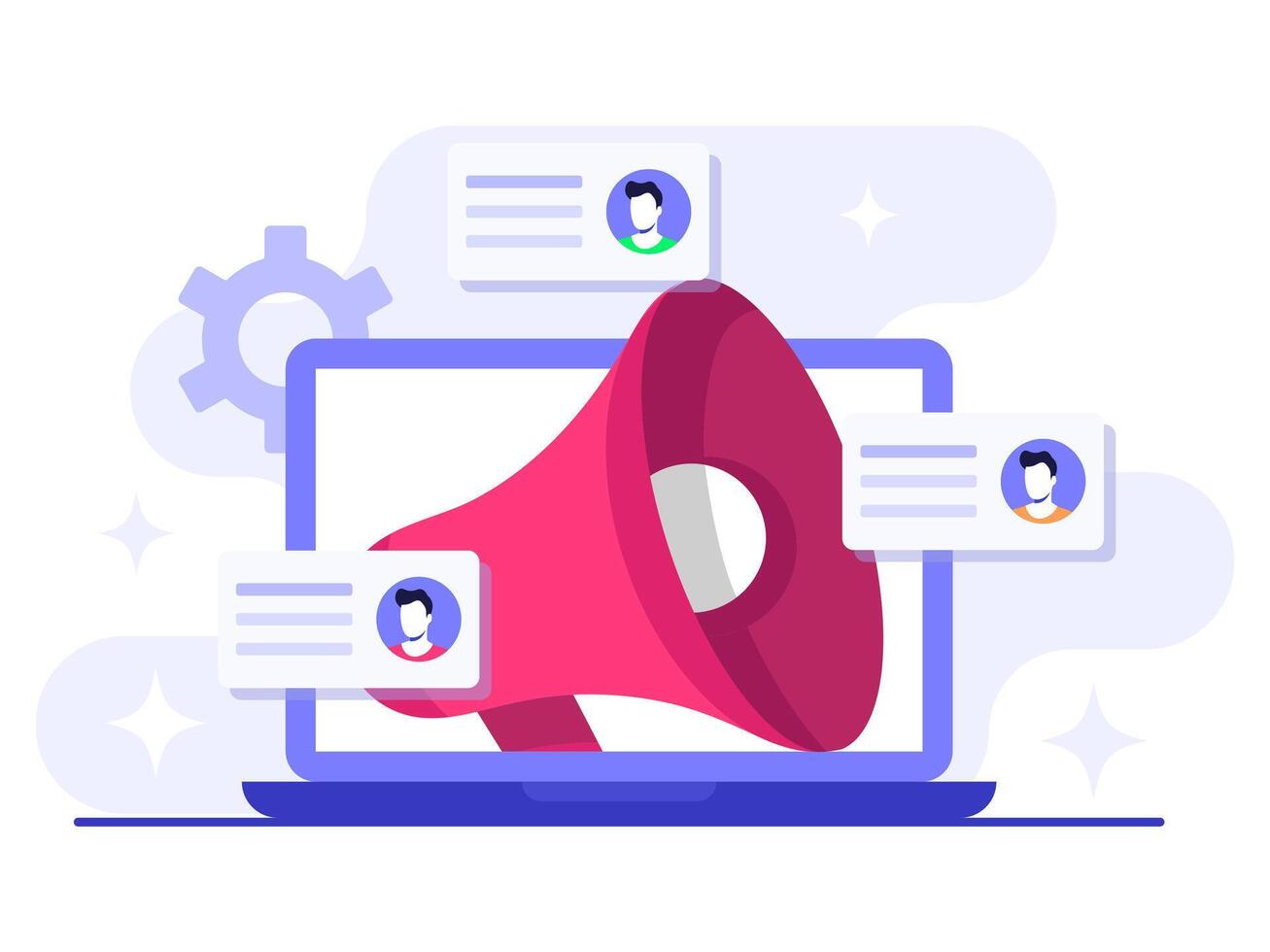 Engaging potential customers using email marketing flat illustration concept, Online business strategy, Advertising, Email newsletter, messaging vector