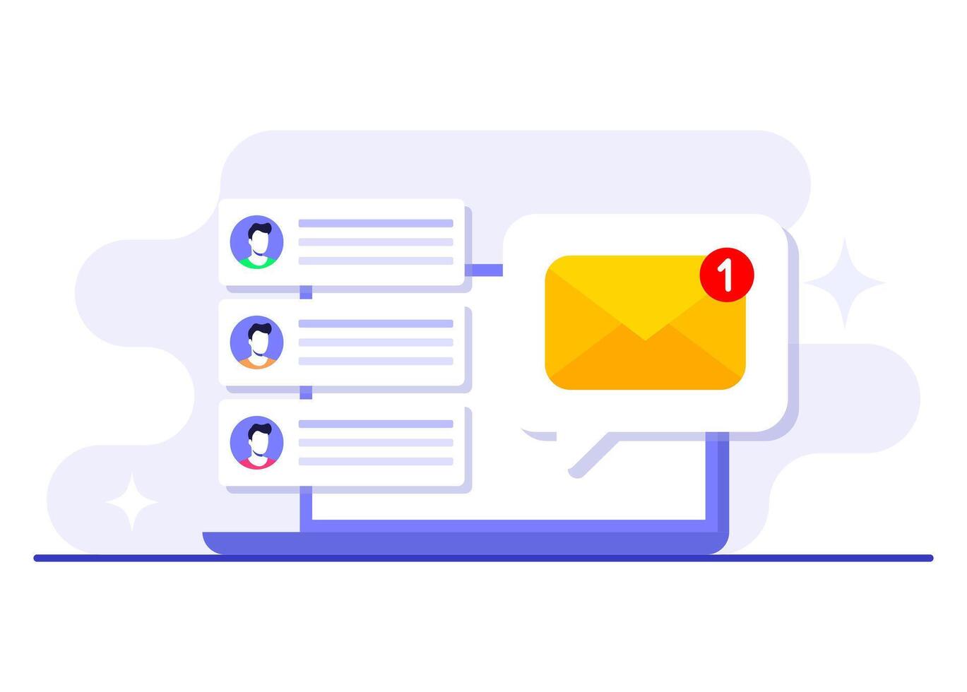 Utilizing email marketing and newsletters to connect with the target audience flat illustration concept, Online business strategy, Advertising, Email newsletter, messaging vector