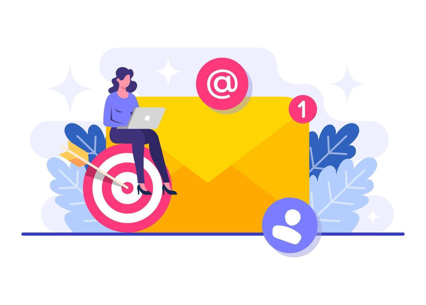 Woman reading mails, Email marketing flat illustration, Online business strategy, Advertising, Email newsletter, messaging vector