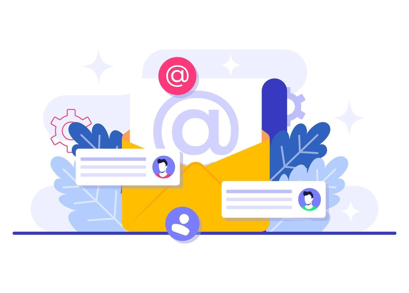 Directly approaching the target market through email marketing flat illustration concept, Online business strategy, Advertising, Email newsletter, messaging vector