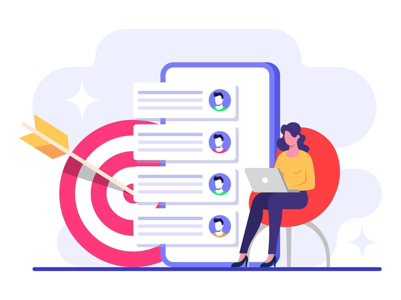 Leveraging email marketing to reach the target audience flat illustration concept, Online business strategy, Advertising, Email newsletter, messaging vector