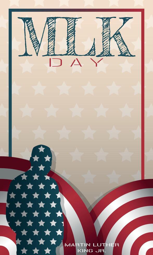 MLK Martin Luther King Jr Day template with standing body silhouette and copy space area vector