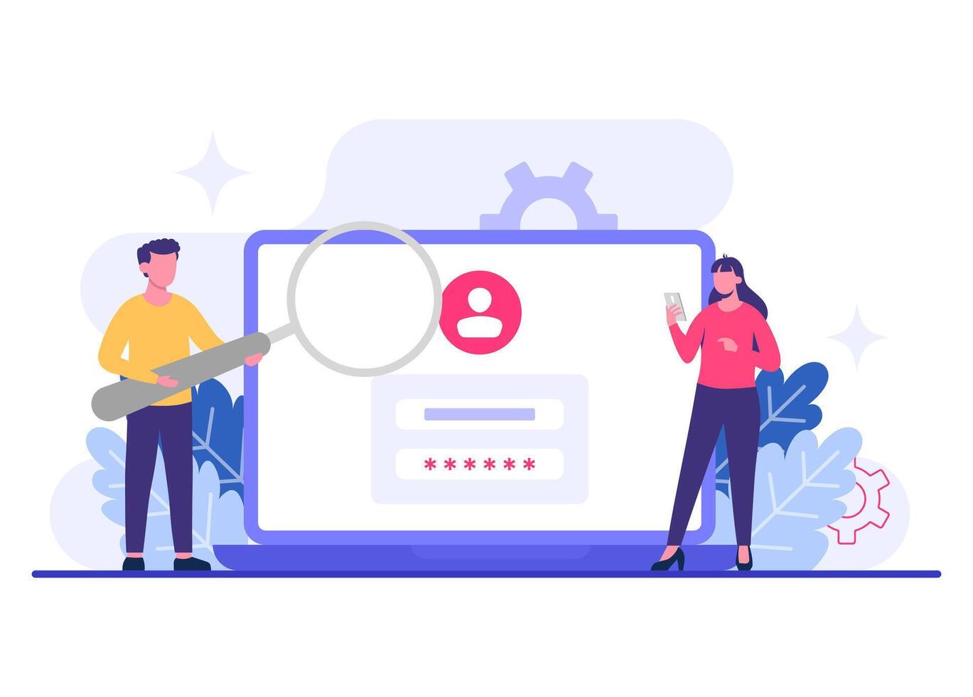 Account or device login page on laptop screen, Password secure access flat illustration, Data protection, Cyber security, Internet security, information privacy vector