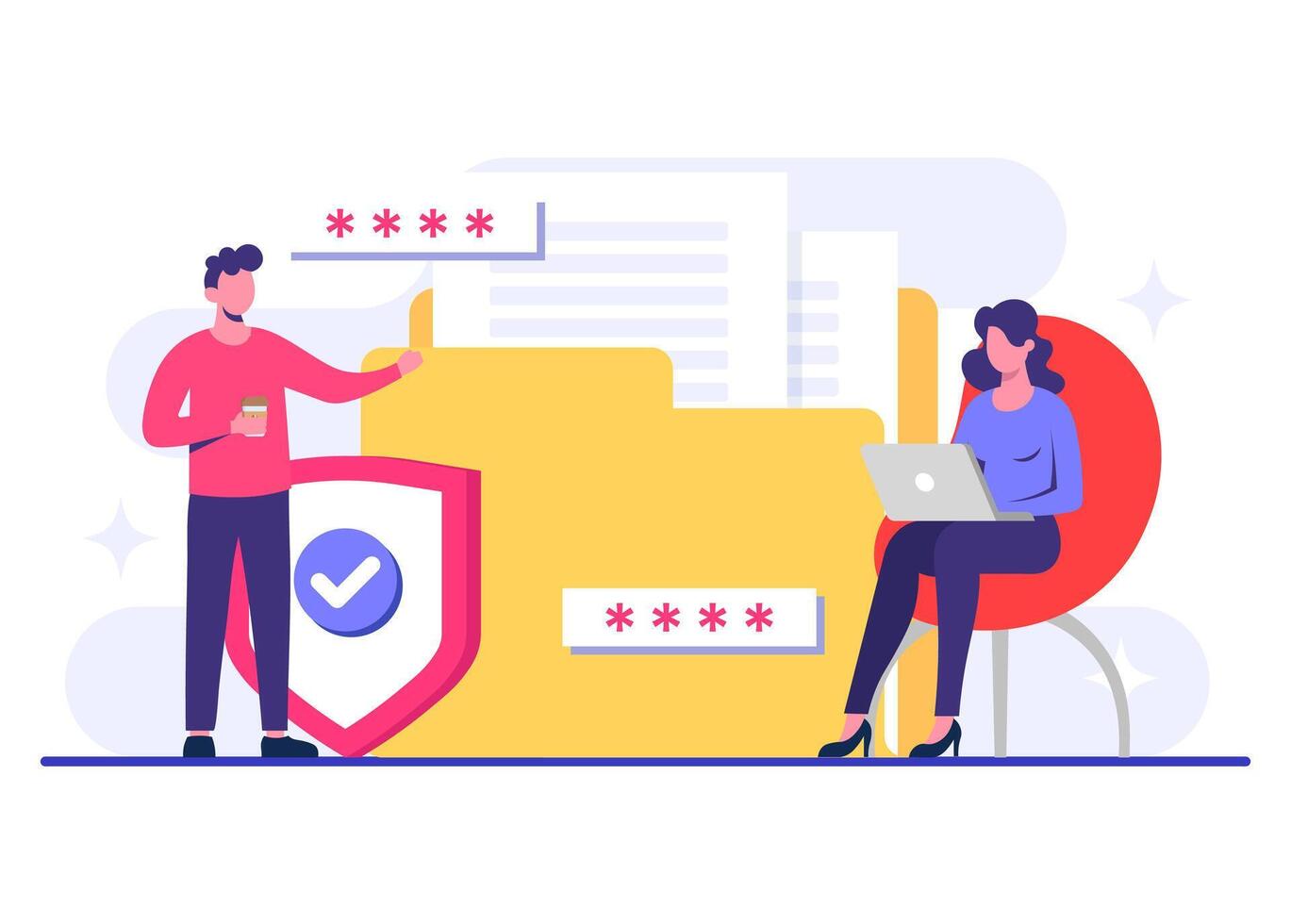 Password-based secure access, information privacy, Account protection flat illustration, Data protection, Cyber security, Internet security, vector