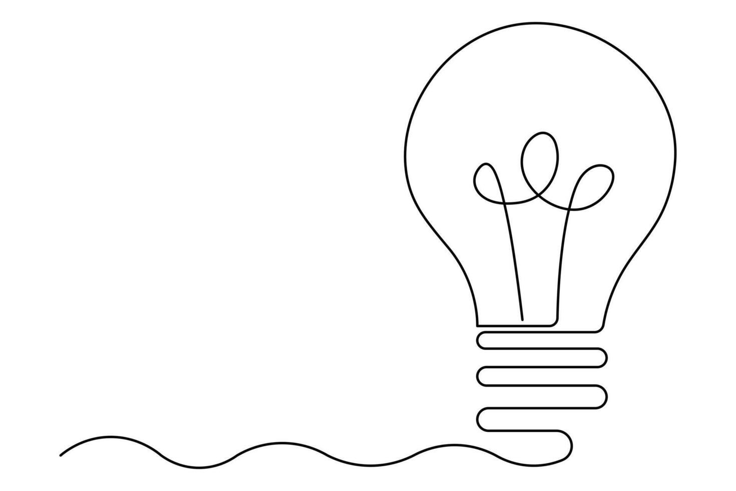 Light bulb continuous single line art drawing outline vector