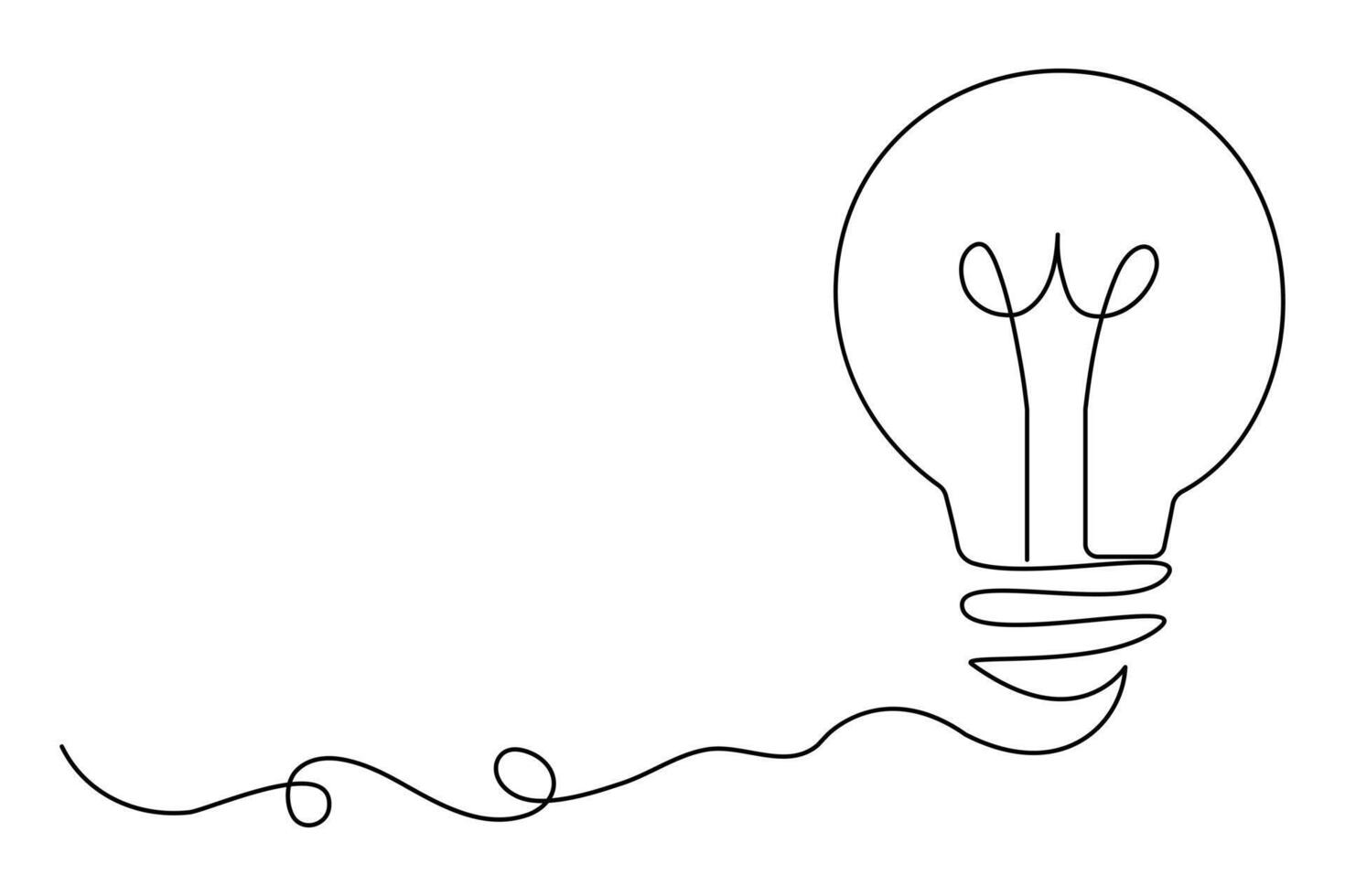 Single line art Light bulb continuous drawing of outline art illustration vector