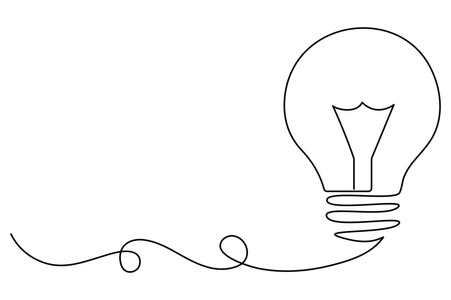 Continuous one line drawing of Light bulb Isolated on white background art illustration vector