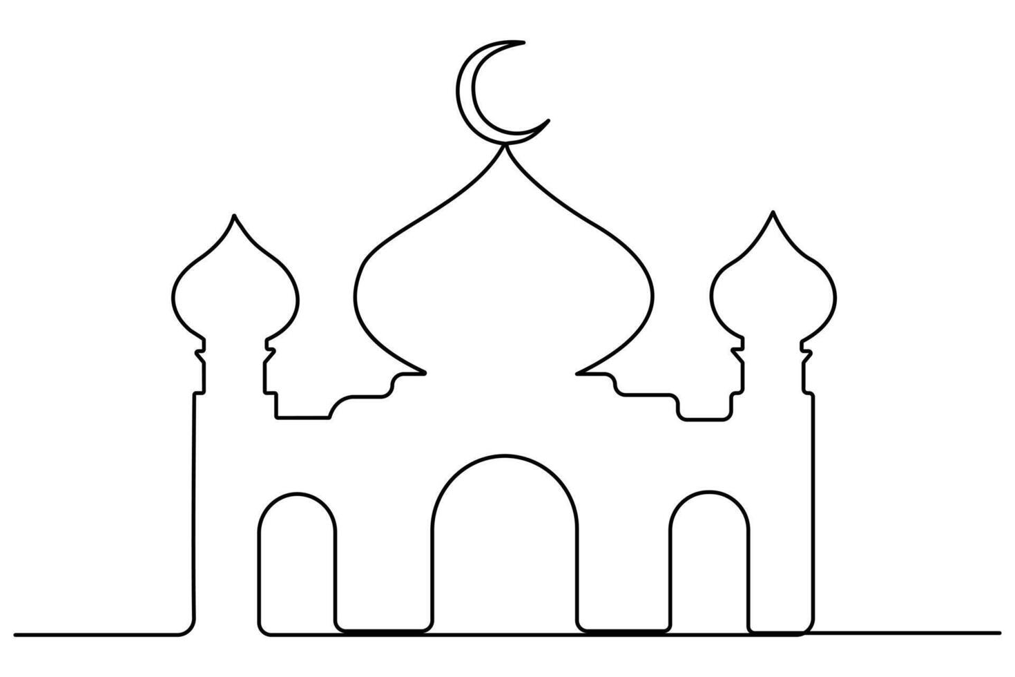 Mosque concept single line outline art illustration vector