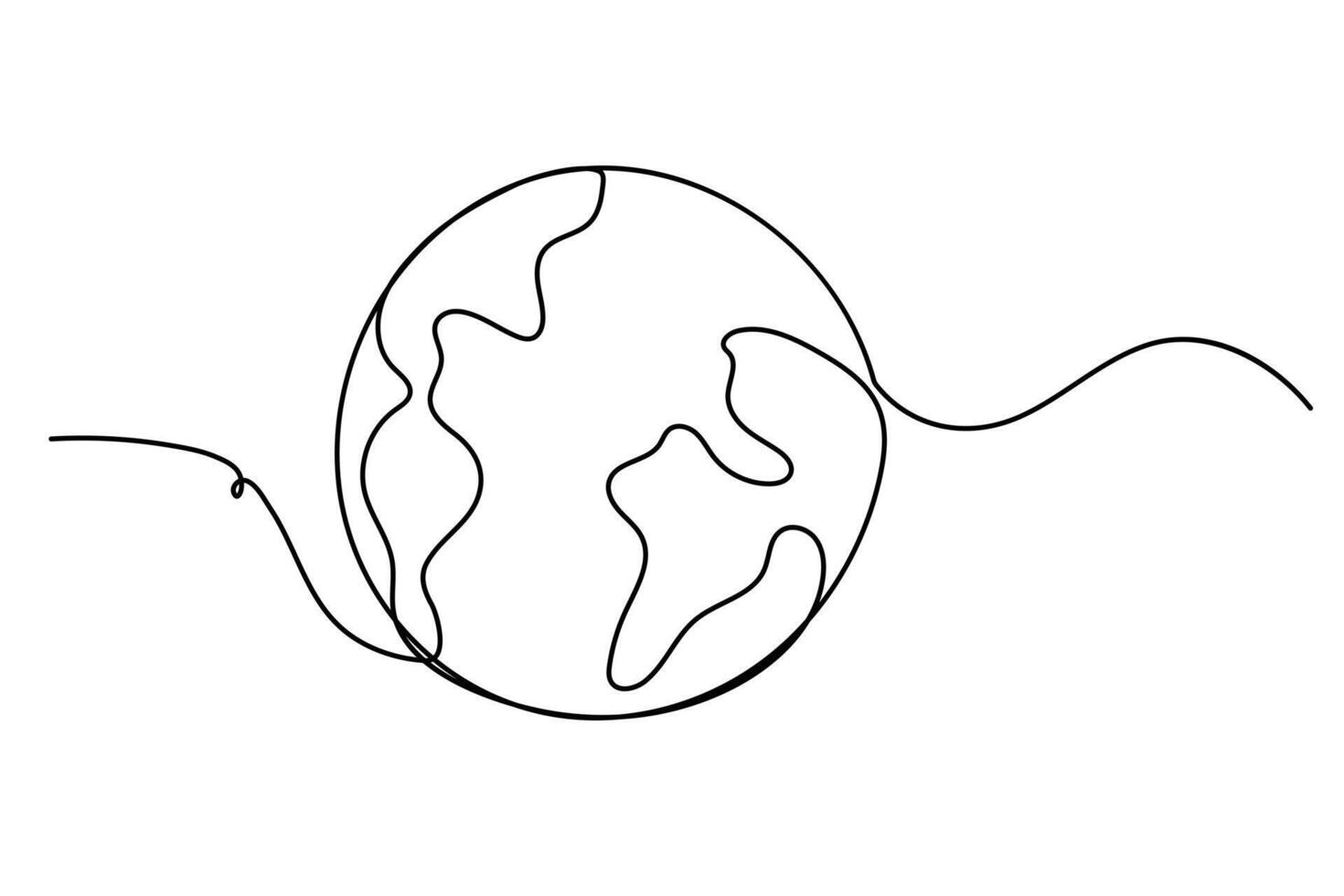Continuous line drawing of earth globe line icon art illustration vector
