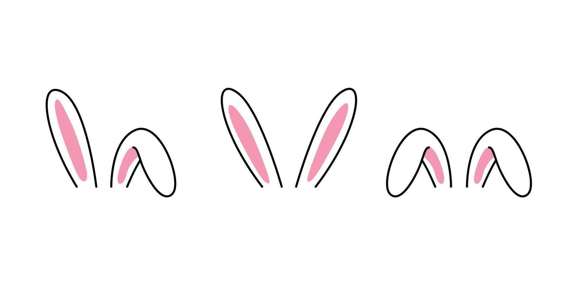 Set of rabbits's ears. Easter bunny headband, funny animal character vector