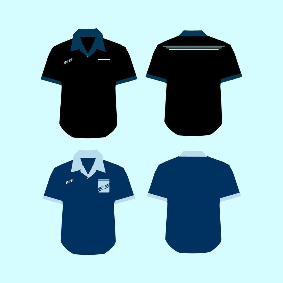 icon set of office clothes in blue and black vector