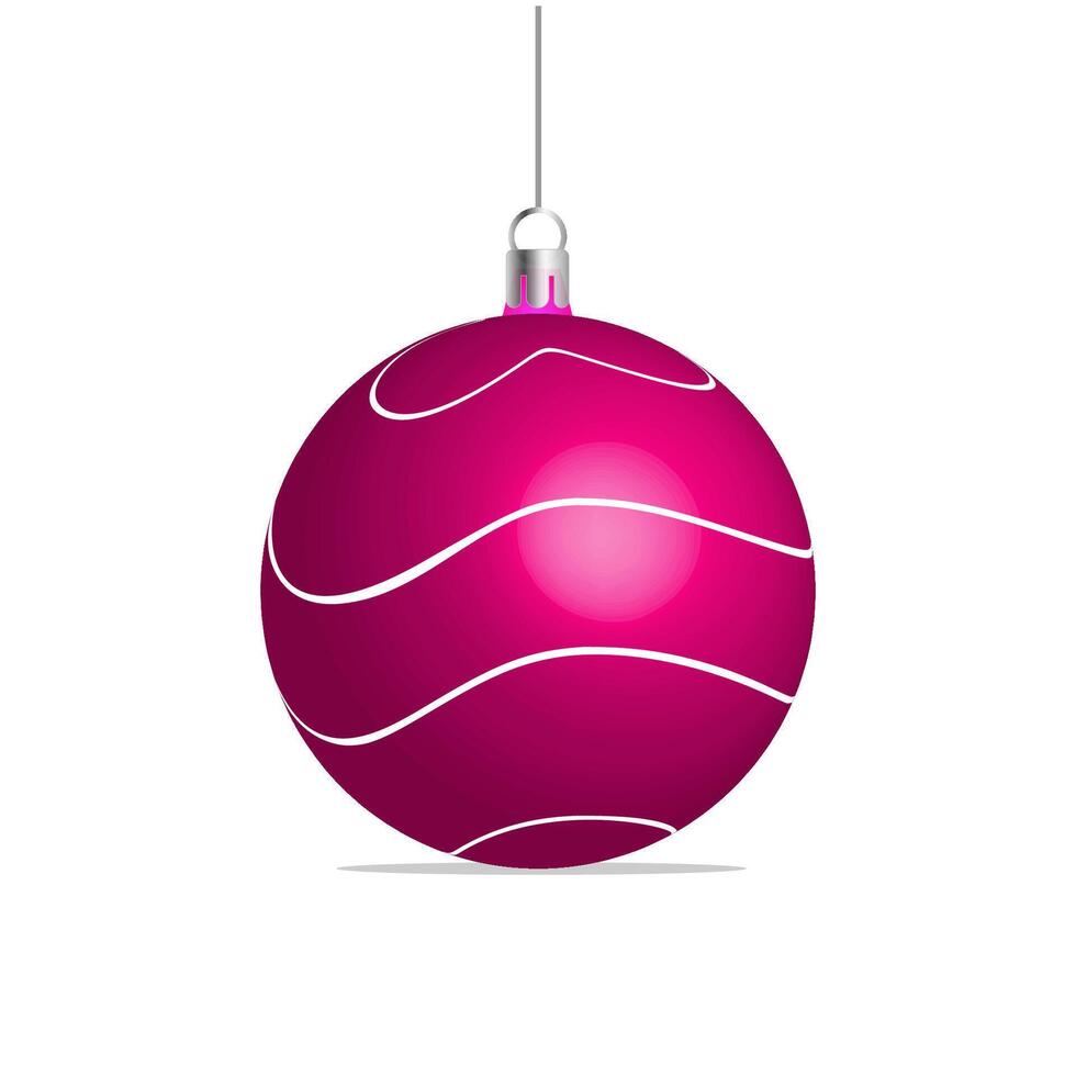 pink christmas balls with strips patterns on white background vector
