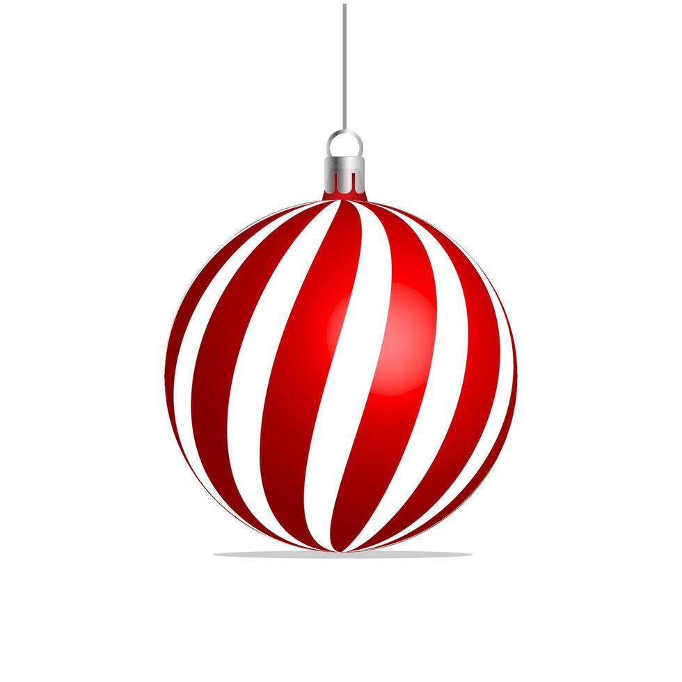 Red Christmas ball with pattern isolated on white background. vector