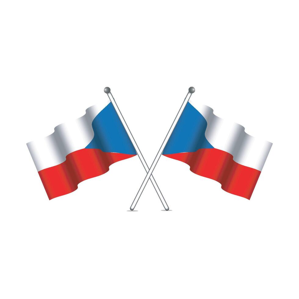 simple czech flags on a white background vector