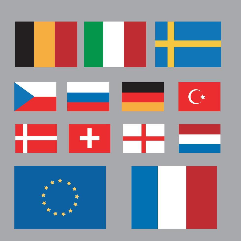 set flags of european countries illustration on white background vector