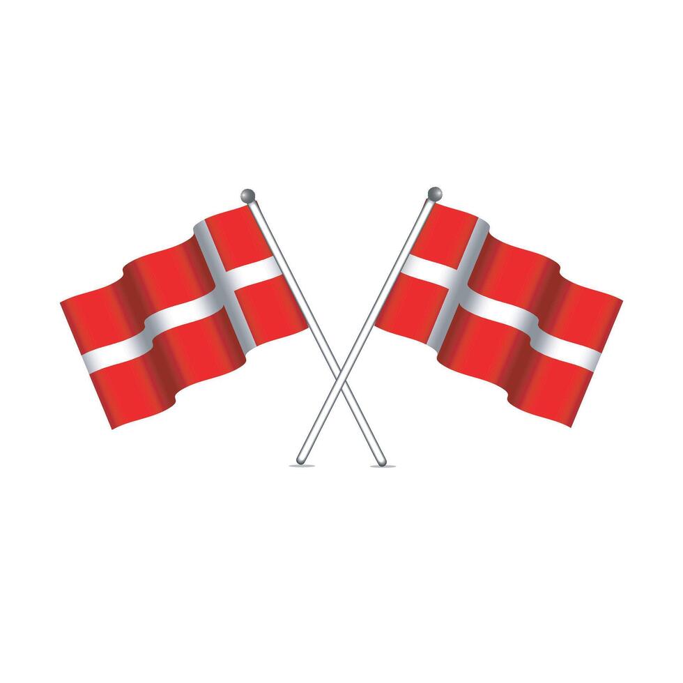 two flags of denmark on a white background vector