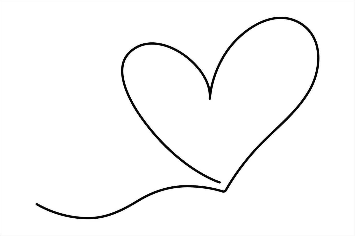 Continuous one line drawing ofHeart and love sign, single line Heart and love sign concept outline art illustration isolated on white background vector
