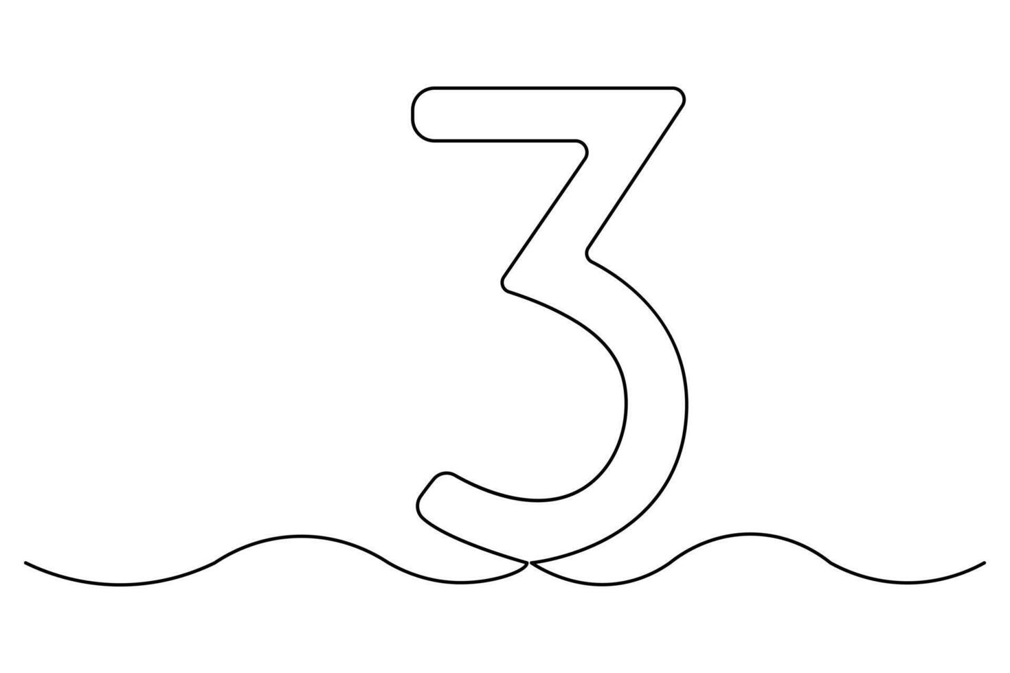 Simple illustration of Number 3 continuous one line art bee outline vector