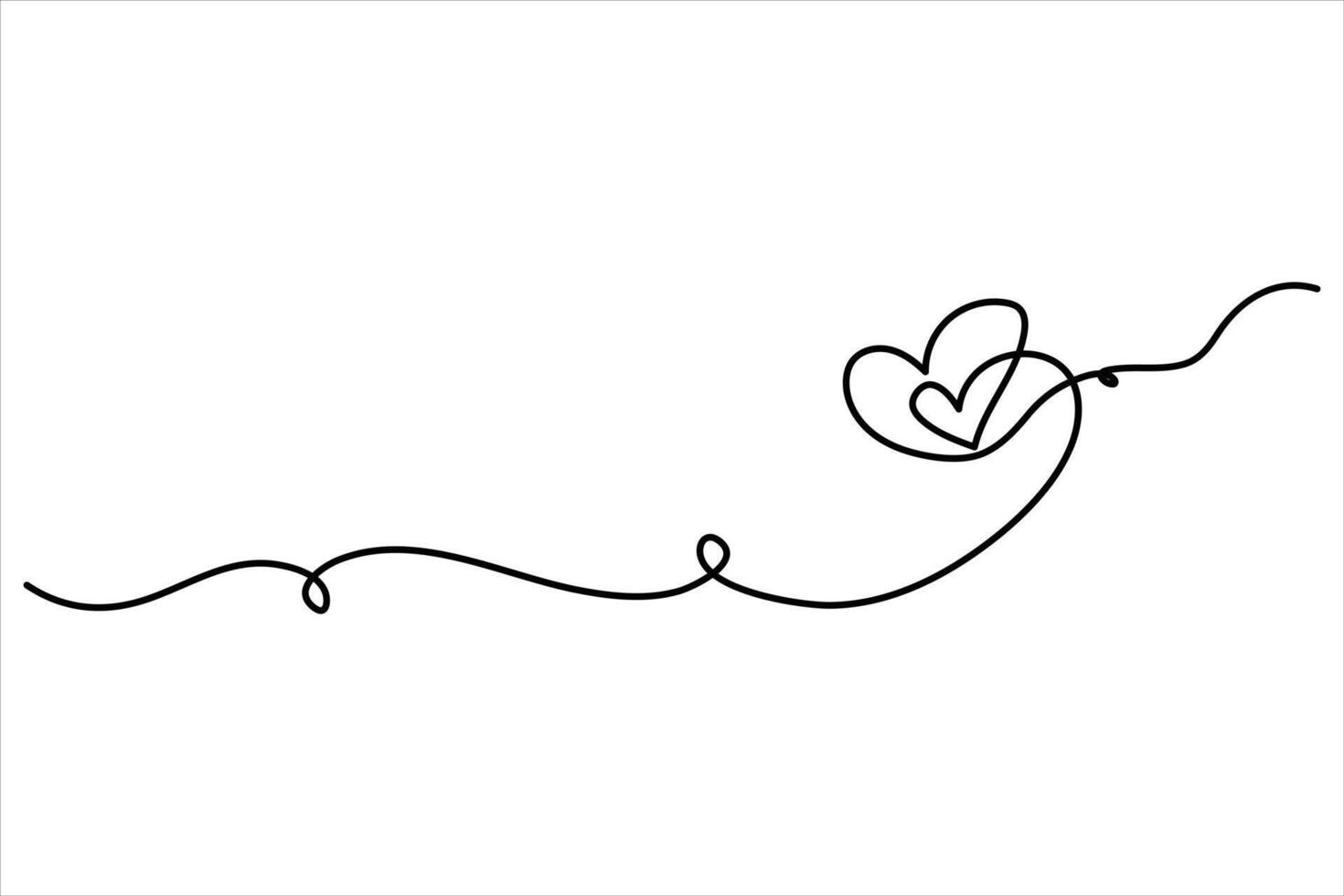 Heart and love sign concept single line outline art illustration vector