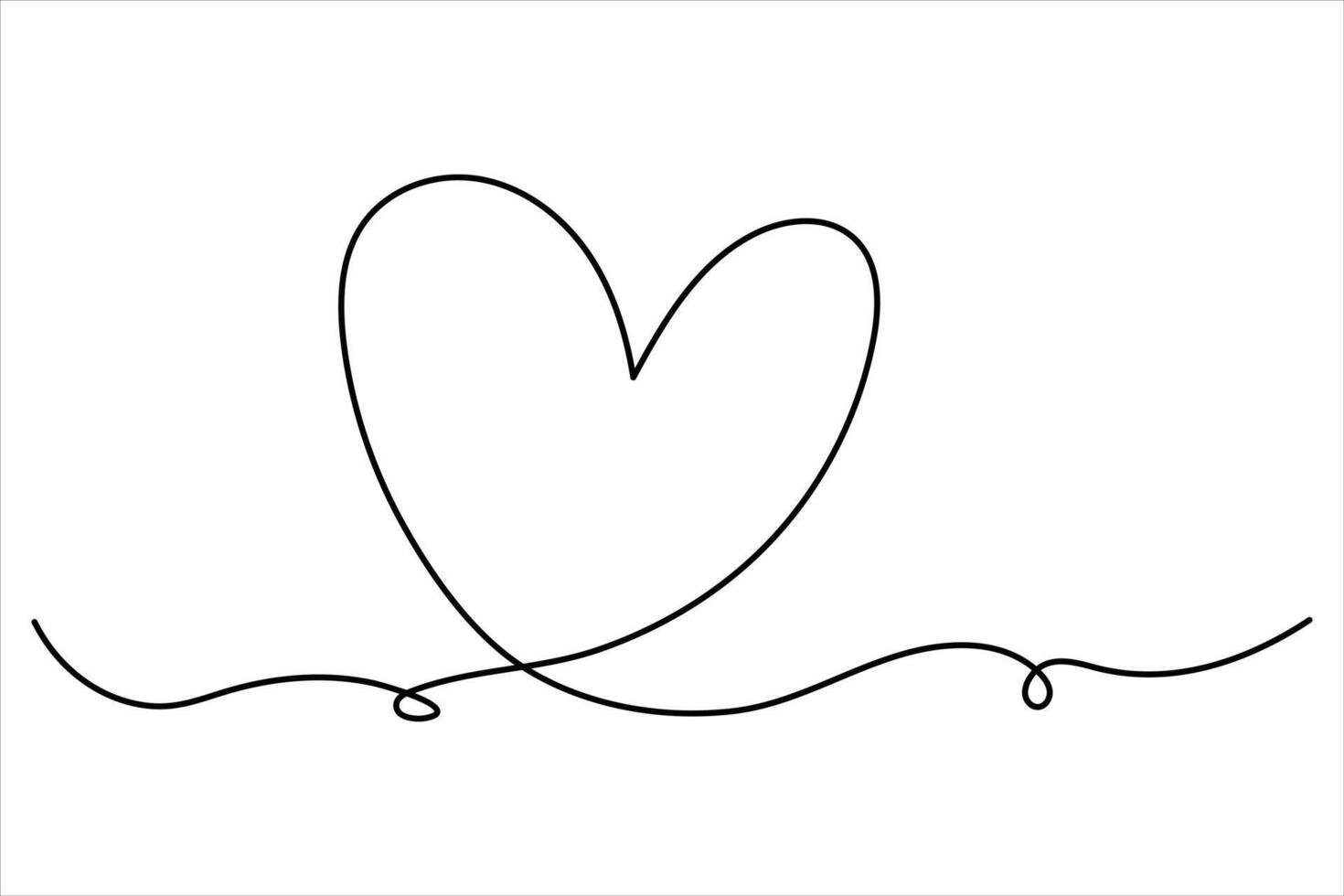 Continuous one line drawing of Heart and love sign symbol concept outline illustration vector