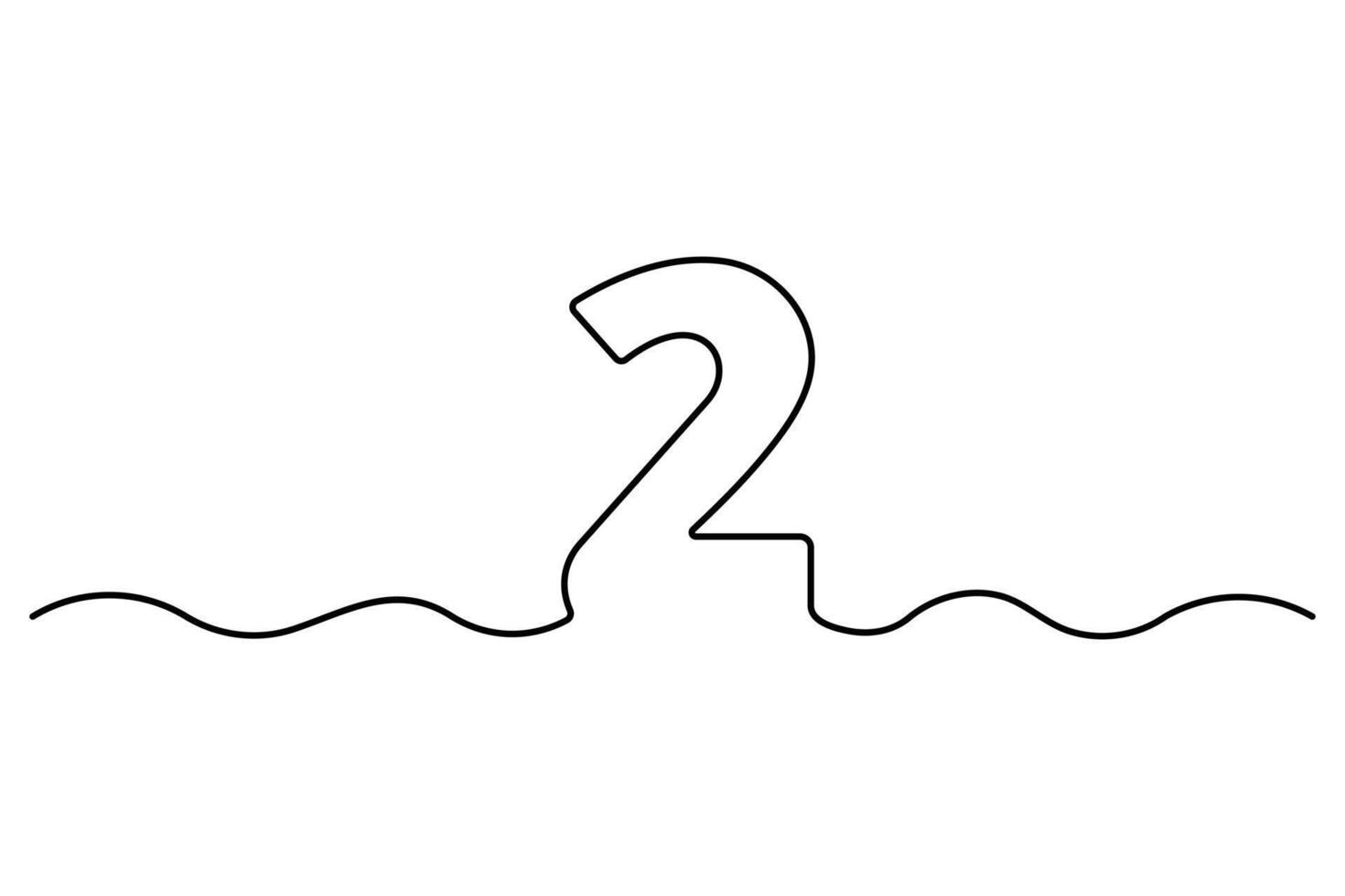 Number 2 in continuous line drawing style. editable One line drawing of number 2 icon. illustration vector